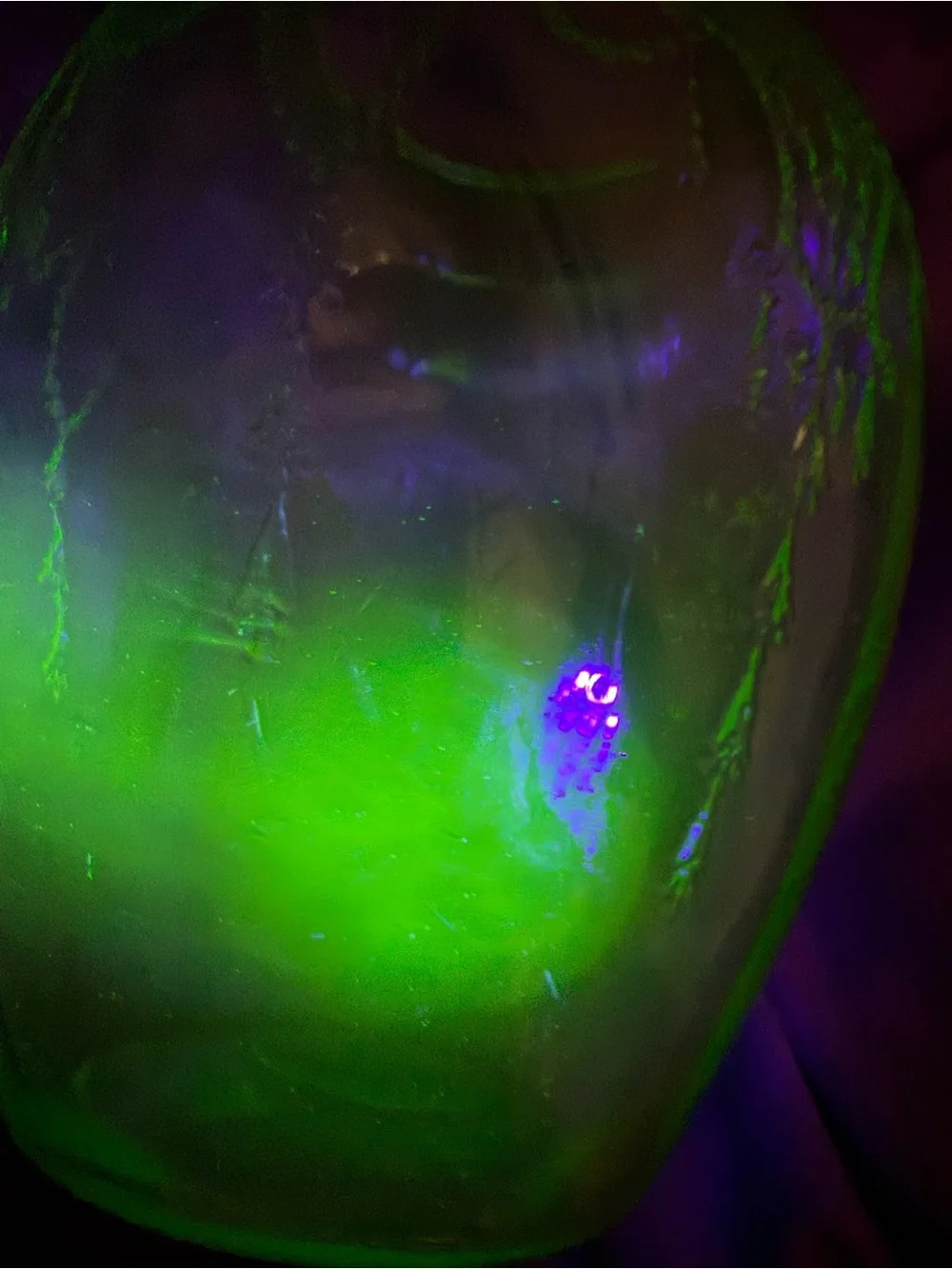 Uranium Depression Glass Vase 7 3/4